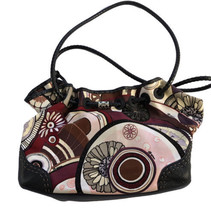  EUC Brighton Floral Canvas Leather Handbag D649861 - $30.78