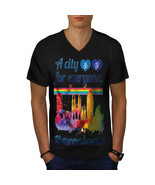 Gay Pride Love Barcelona Shirt Spain City Men V-Neck T-shirt - £10.17 GBP