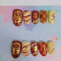 Hufflepuff nails,Halloween nails,Hogwarts School of Witchcraft and Wizardry  - £35.17 GBP