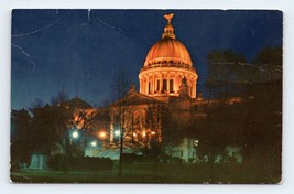 Night View State Capitol Building Jackson Mississippi MS UNP Chrome Postcard N5 - £2.25 GBP