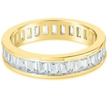 Yellow Gold Plated Simulated Diamond Stackable Wedding Ring Band Full Eternity - £85.28 GBP