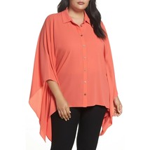 NWT Womens Plus Size 1X Nordstrom Vince Camuto Button Down Collared Poncho Top - £23.48 GBP