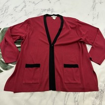 Exclusively Misook Womens Cardigan Sweater Plus Size 3x Dark Pink Black ... - $32.66