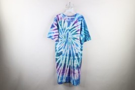 Vintage 90s Streetwear Womens OSFA Acid Wash Rainbow Tie Dye Beach T-Shi... - $39.55