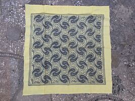 Vintage Turkish cotton scarf, beige and navy blue 1990s headscarf, retro... - $20.00