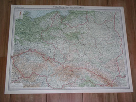 1922 Antique Map Of Poland Ukraine Lithuania / Czechoslovakia Slovakia Czechia - $31.23