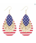 Americana Patriotic USA Glitter Teardrop Earrings - £10.31 GBP
