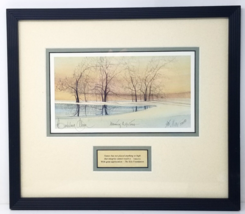 P. Buckley Moss Morning Reflections Winter Pond Snow 2001 Signed Framed Matted - £51.95 GBP