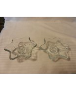 Set of 2 Vintage Clear Glass Tapered Candle Holders, Star Shaped, 4.5&quot; d... - £23.70 GBP