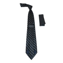Men's Woven Tie Hankie Set J.Valintin Private Collection R81 Black Gray image 3