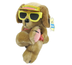 VTG Dakin Hot Dogging It Plush Brown Puppy Dog in Bikini + Sunglasses 1987 Tiki - £14.99 GBP