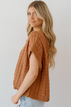 Camel Round Neck Textured Knit Sweater Vest - $20.51