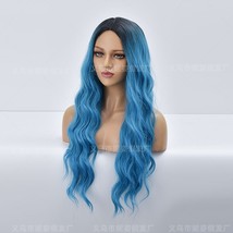 Wig Women&#39;s black gradient blue long curly hair chemical fiber wig head ... - €26,15 EUR