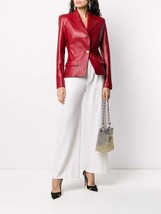 Designer  Leather Party Stylish Real Lambskin Handmade Red Blazer Formal  Women - £93.38 GBP