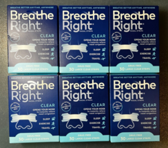 6 Packs - Breathe Right Nasal Strips, LARGE, Clear, 30 Each (180 TL) - £50.61 GBP