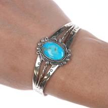 6.25&quot; 40&#39;s-50&#39;s Navajo Curio Sterling and turquoise cuff bracelet - £113.41 GBP