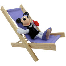 Handmade Toy Folding Beach Chair, Wood and Light Purple Fabric - £5.42 GBP