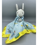 Goodnight Moon Bunny Lovey Security Blanket Plush Blue Yellow - $10.35