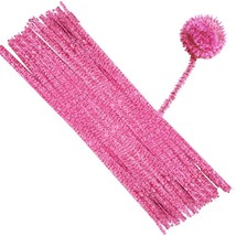 100 Pcs 12 Inch Iridescent Sparkly Tinsel Stems Pipe Cleaners (Pink) - £11.79 GBP