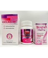3 Pack GELASIMI Antioxidante y Aminoácidos + SIMICOLAGENO Oral +SIMIFOL ... - £29.02 GBP