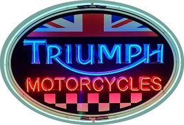 Triumph Oval Logo Neon Image Metal Sign (not real neon) - £55.35 GBP