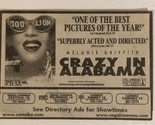Crazy In Alabama Vintage Movie Print Ad Melanie Griffith TPA10 - $5.93