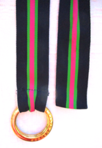 Ralph Lauren Striped Grosgrain Belt Engraved Logo Double O Ring Buckle S... - $18.99