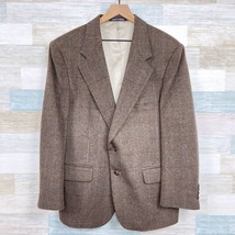 Savile Row Tweed Sport Coat Brown Glen Check Wool Camel Hair Blend Mens 42S - £85.18 GBP