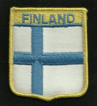 FLAG OF FINLAND - FINNISH BLUE CROSS SINIRISTILIPPU MOTORCYCLE BIKER PATCH - $4.40