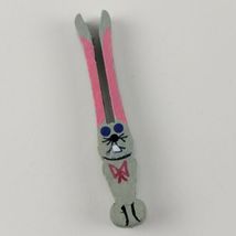 Handpainted Bunny Rabbit Magnet Vintage Clothespin Easter