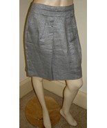 TALBOTS Metallic Silver Gray Short Pleated Linen Blend Skirt w/ Pockets ... - $19.50