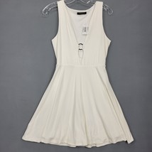 Fore Women Dress Size M White Midi Stretch Deep V-Neck A-Line Sleeveless... - £13.63 GBP