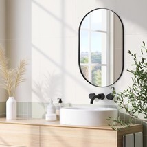 Andy Star Black Oval Mirror, 20X33’’ Oval Mirrors For Bathroom,, Mounted... - £142.97 GBP