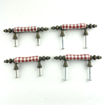 Clayre and Eef Drawer Pull Handle Lot of 4 Red White Checkered Ceramic - £18.12 GBP