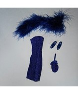 VTG Barbie Fashion Avenue Teen Skipper Royal Blue Dress Handbag Boa Shoe... - £15.65 GBP