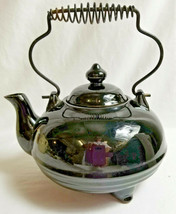 Asian Tea Pot Art Pottery with Wire Handle Dark Brown/Black  - $749.90 MXN