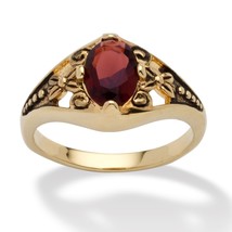 Womens Antiqued 14K Gold Birthstone January Garnet Ring 5 6 7 8 9 10 - £63.92 GBP