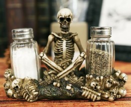 Gothic Graveyard Garnish Skeleton By Graveyard Salt Pepper Shakers Holder Statue - £19.53 GBP