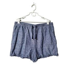 Time And Tru Shorts Womens Size 2XL 20 Pull on Blue Linen Blend Pockets ... - $14.96