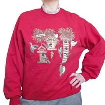 Retro 90s L Red Bird Feeder Graphic Crewneck Sweatshirt READ Funny Fastfood - £22.32 GBP