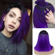2 Tone Ombre B. Purple Synthetic Wig for Women Middle Part Short Straigh... - £50.28 GBP