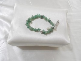 Department Store 7“ Sterling Silver Bead Jade Stone Stretch Bracelet D16... - $18.23