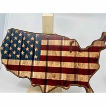 American Flag Wood Wall Plaque NWT 16&quot; X 10&quot; Stars and Stripes - $14.45