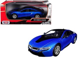 2018 BMW i8 Coupe Metallic Blue with Black Top 1/24 Diecast Model Car by Motorm - £31.39 GBP