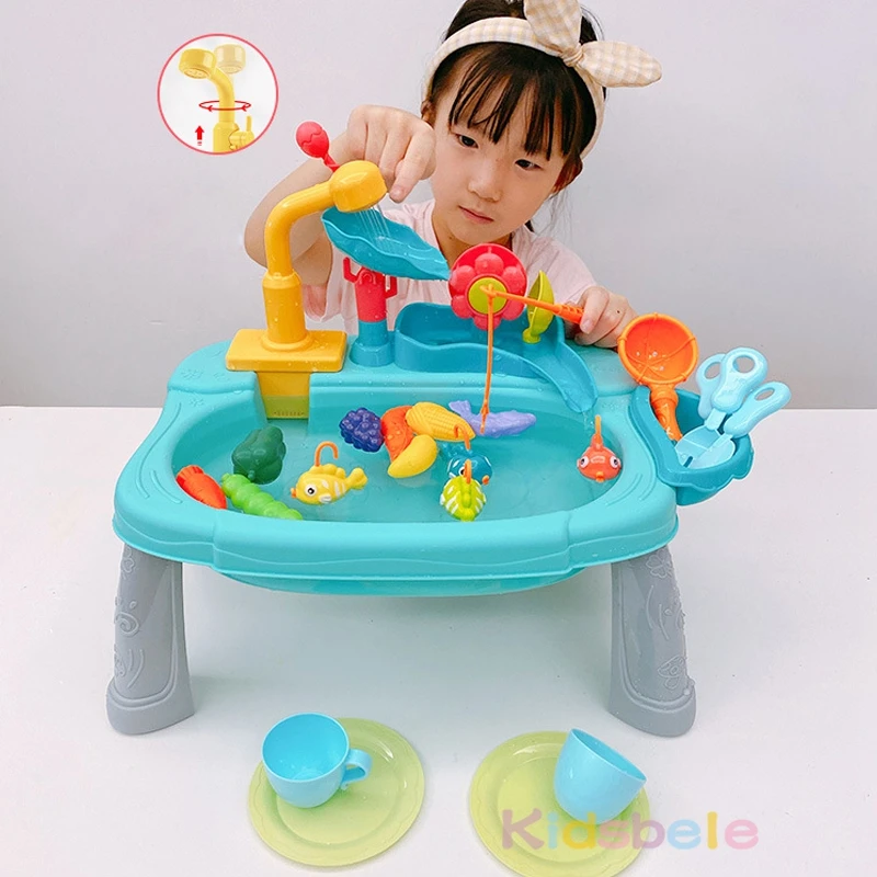 Kids Kitchen Sink Toys Electric Dishwasher Playing Toy With Running Water - £12.29 GBP+