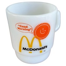 Vintage Stackable McDonald&#39;s Fire King Mug Milk Glass Good Morning Sun 8oz - £11.86 GBP