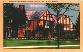 Vintage Linen Postcard Residence of Eddie Cantor Beverly Hills California Posted - £4.68 GBP