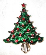 Brooch Pin Enameled Decorated Christmas Tree Austrian Crystal  CHRISTMAS - $302.61 MXN