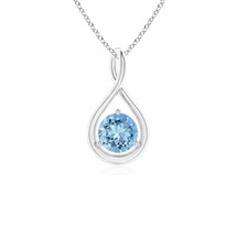 ANGARA 5mm Natural Aquamarine Solitaire Pendant Necklace in Silver 18&quot; Chain - £133.77 GBP+