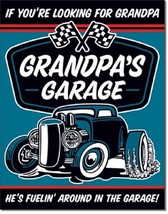 Grandpa&#39;s Garage Service Hot Rod Rat Rods Retro Muscle Car Decor Metal Tin Sign - £17.50 GBP